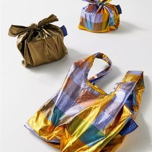 NWT BAGGU Madras Metallic Mini (Set of Three)